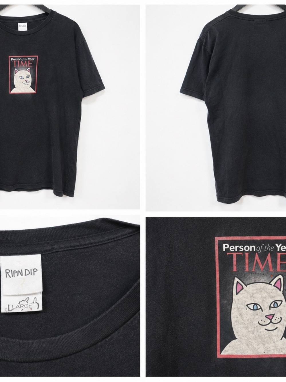 Ripndip Black Cat 'Time' Graphic Tee with Pink Accent